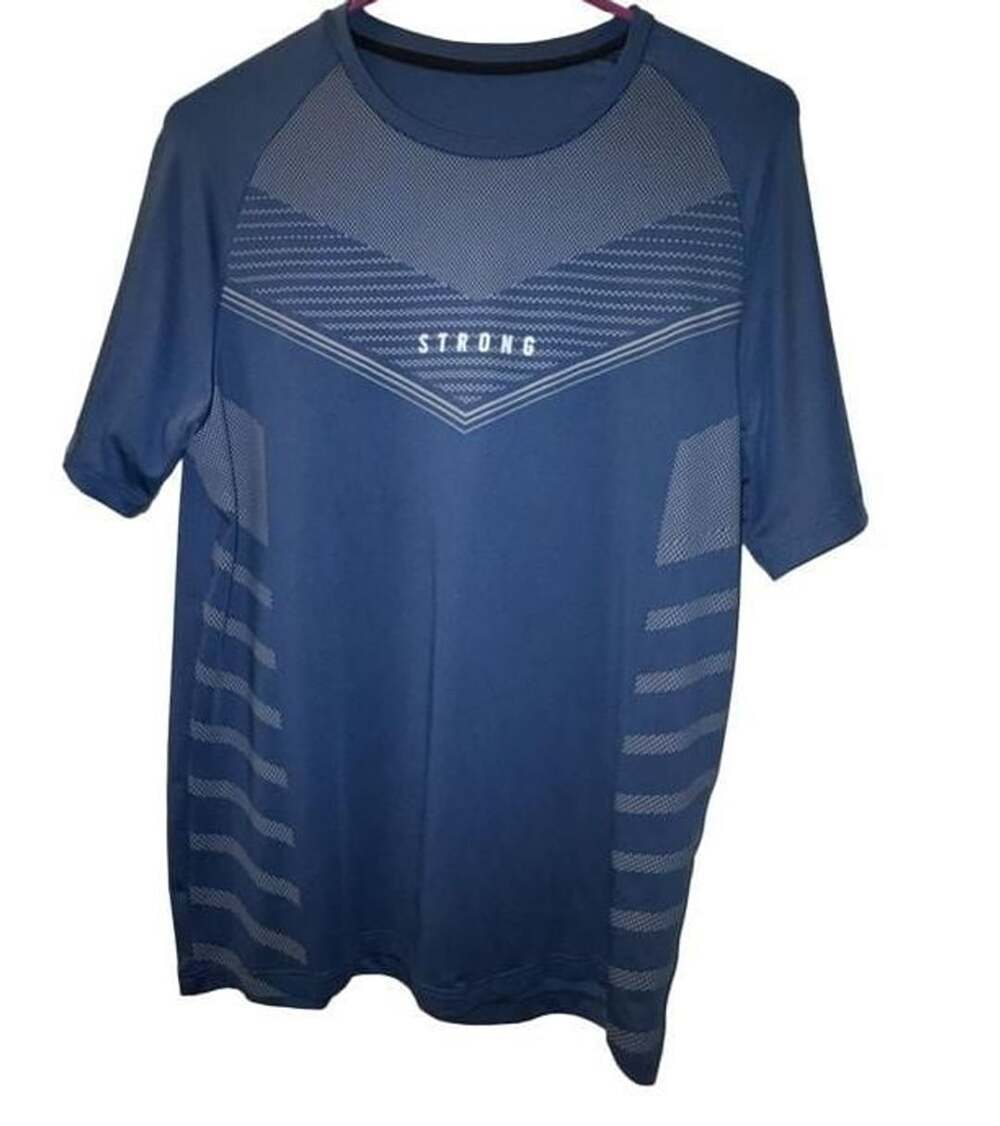 Manfinity Men's Blue Letter Graphic Short Sleeve Quick Dry Sports Tee Workout To